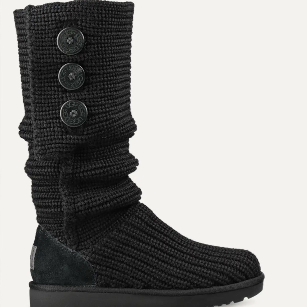 UGG Black Knit Button Boots